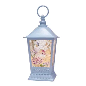 11" Botanical Butterfly Sublimation Blue Glitter Lantern