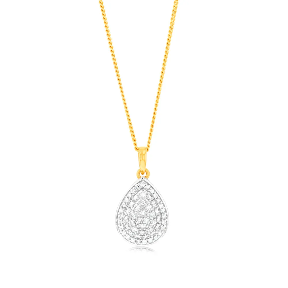 1/4Carat Pear Shaped Diamond Pendant in 9ct Yellow Gold