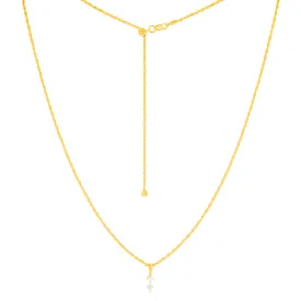 14ct Gold Plated Sterling Silver 1/10 Carat Diamond Pendant on Adjustable 60cm Chain