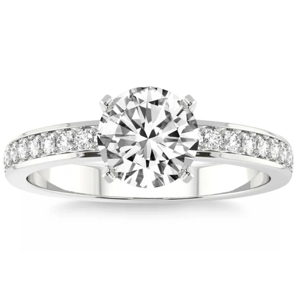 1/5Ct Lab Grown Diamond & 7mm Moissanite Round Engagement Ring in 10k Gold