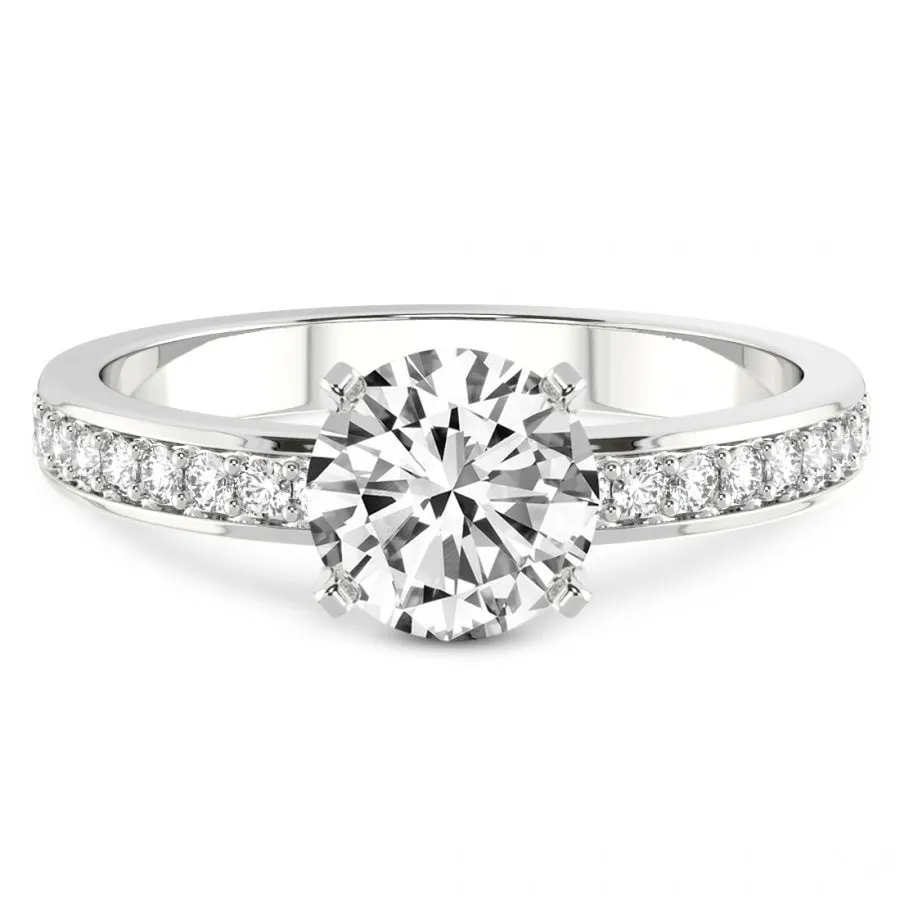 1/5Ct Lab Grown Diamond & 7mm Moissanite Round Engagement Ring in 10k Gold