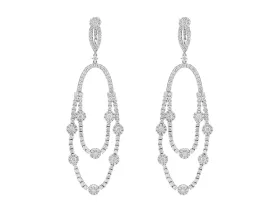 18kt White Gold Diamond Long Drop Chandelier Omega Earrings