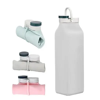 19.4*7.2*5.3cm green 600ml silicone foldable water bottle, large capacity portable travel cup, leak-proof sports bottle AZ15954