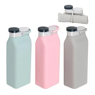 19.4*7.2*5.3cm green 600ml silicone foldable water bottle, large capacity portable travel cup, leak-proof sports bottle AZ15954