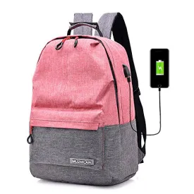 2-FNS School Backpacks Lightweight Canvas Travel Laptop Backpack Student Backpack with USB Charging