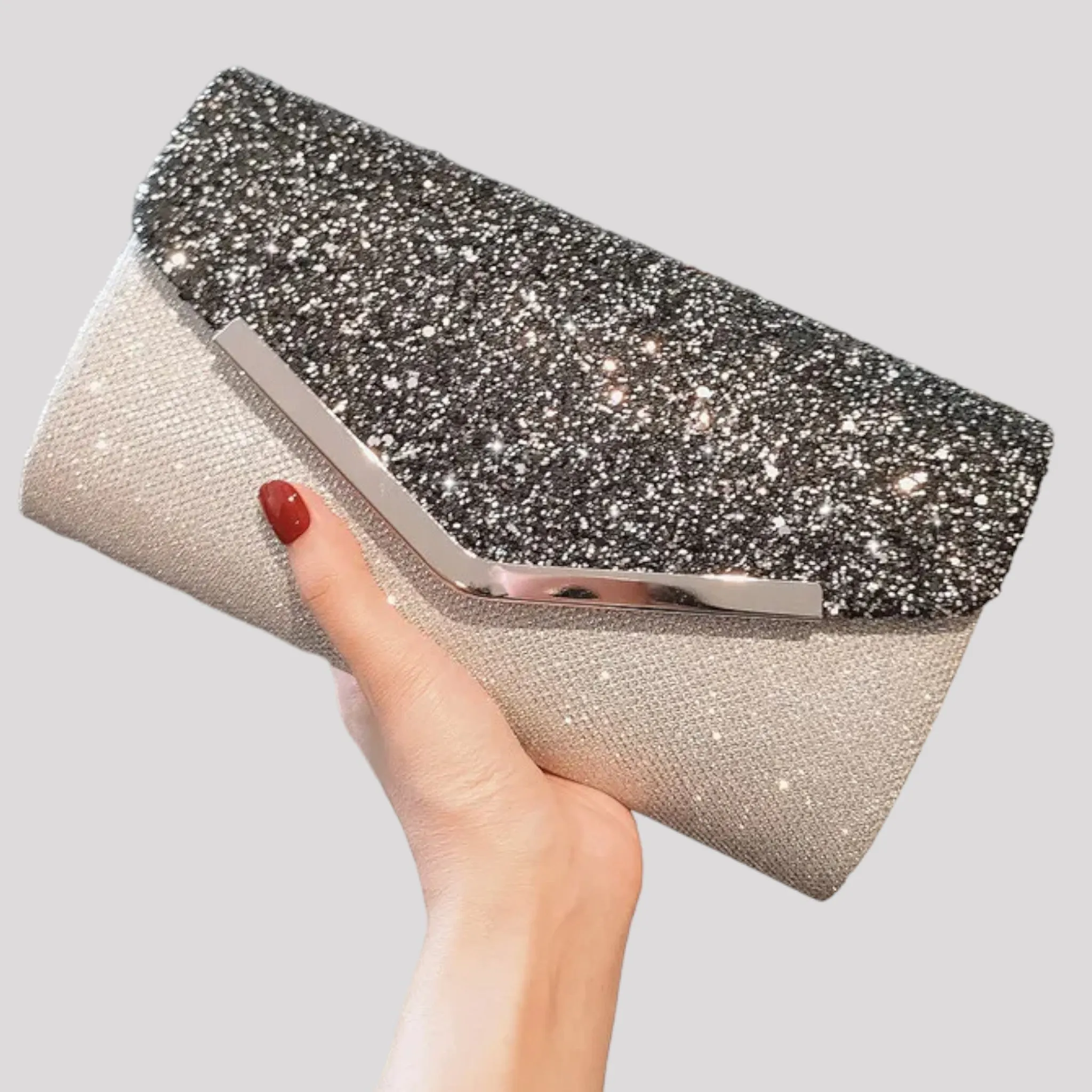 2 Tone Sparkle Clutch Bag