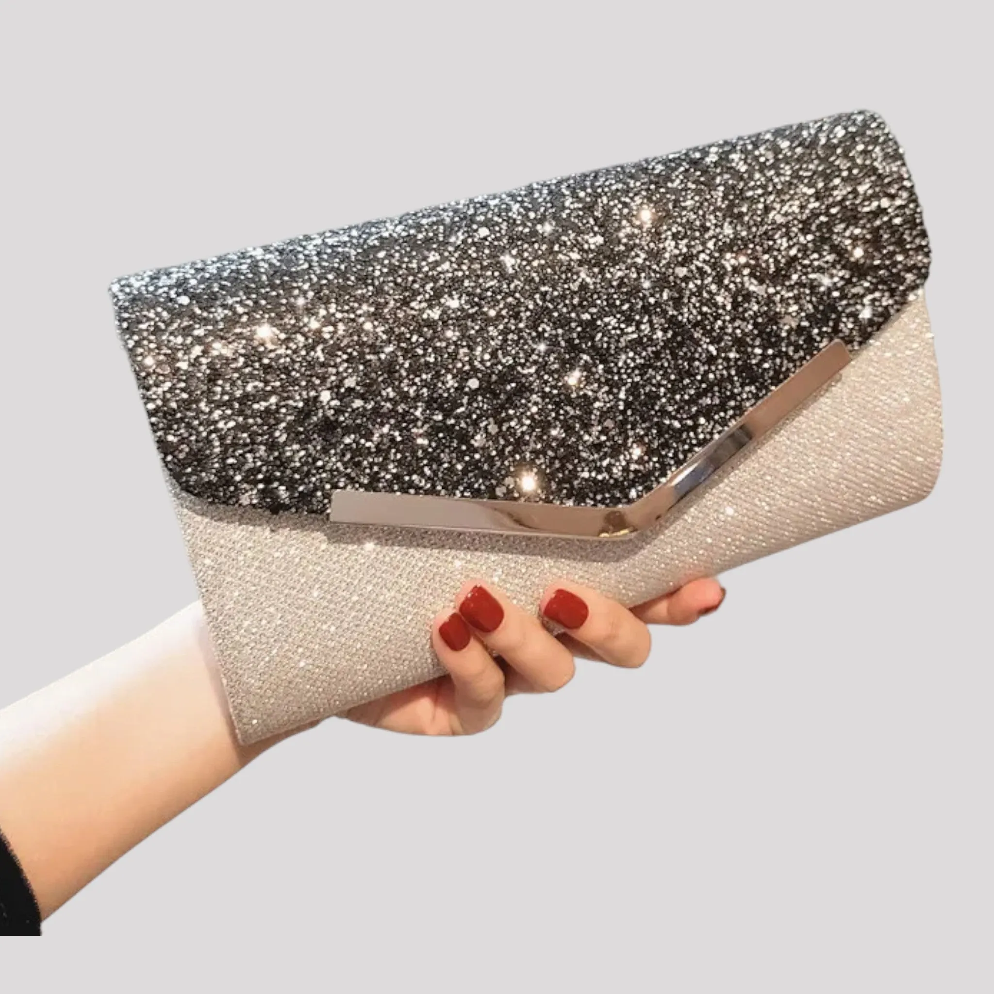 2 Tone Sparkle Clutch Bag