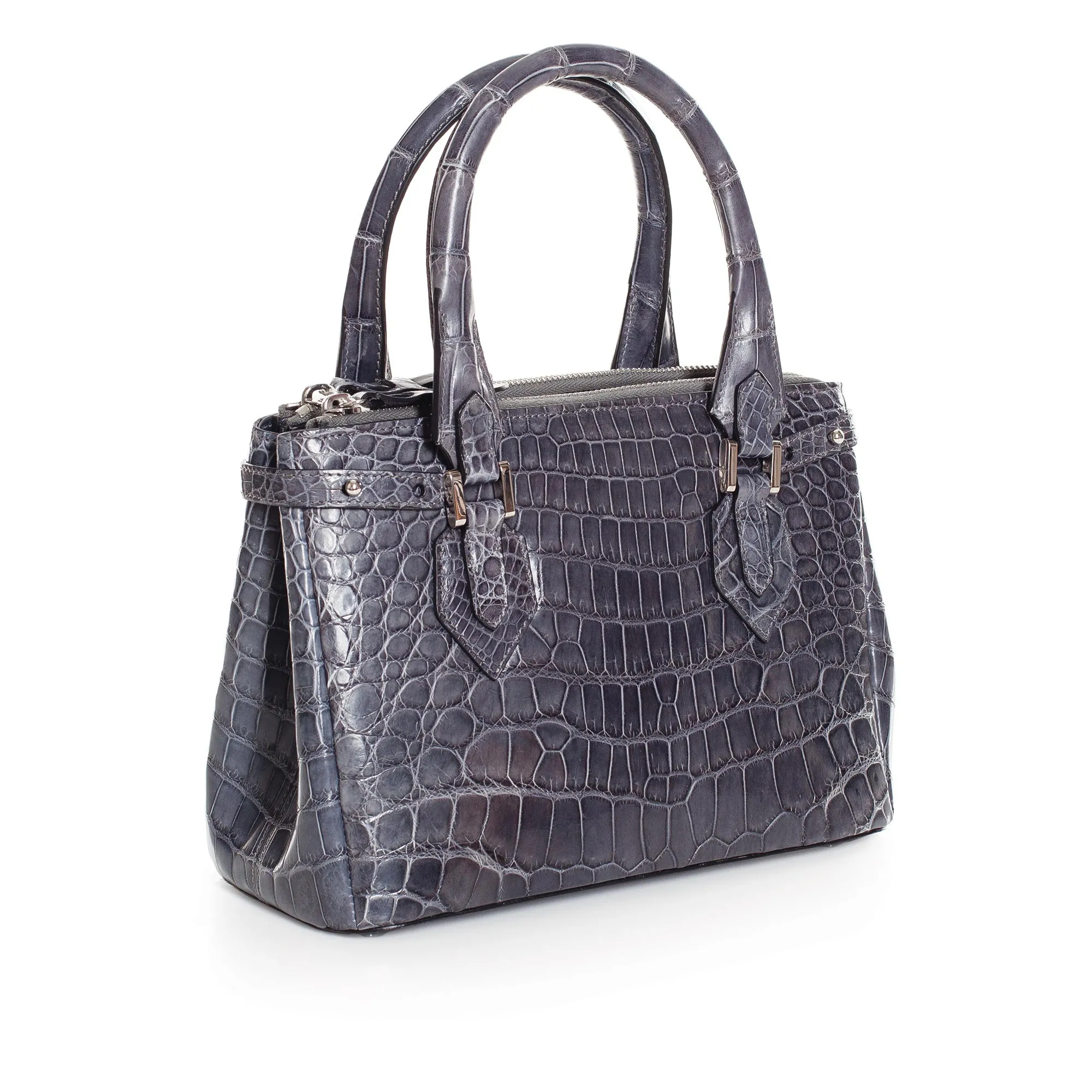 30-657-GRY THE JULIETTE Gracen Nile Crocodile Handbag, Gray