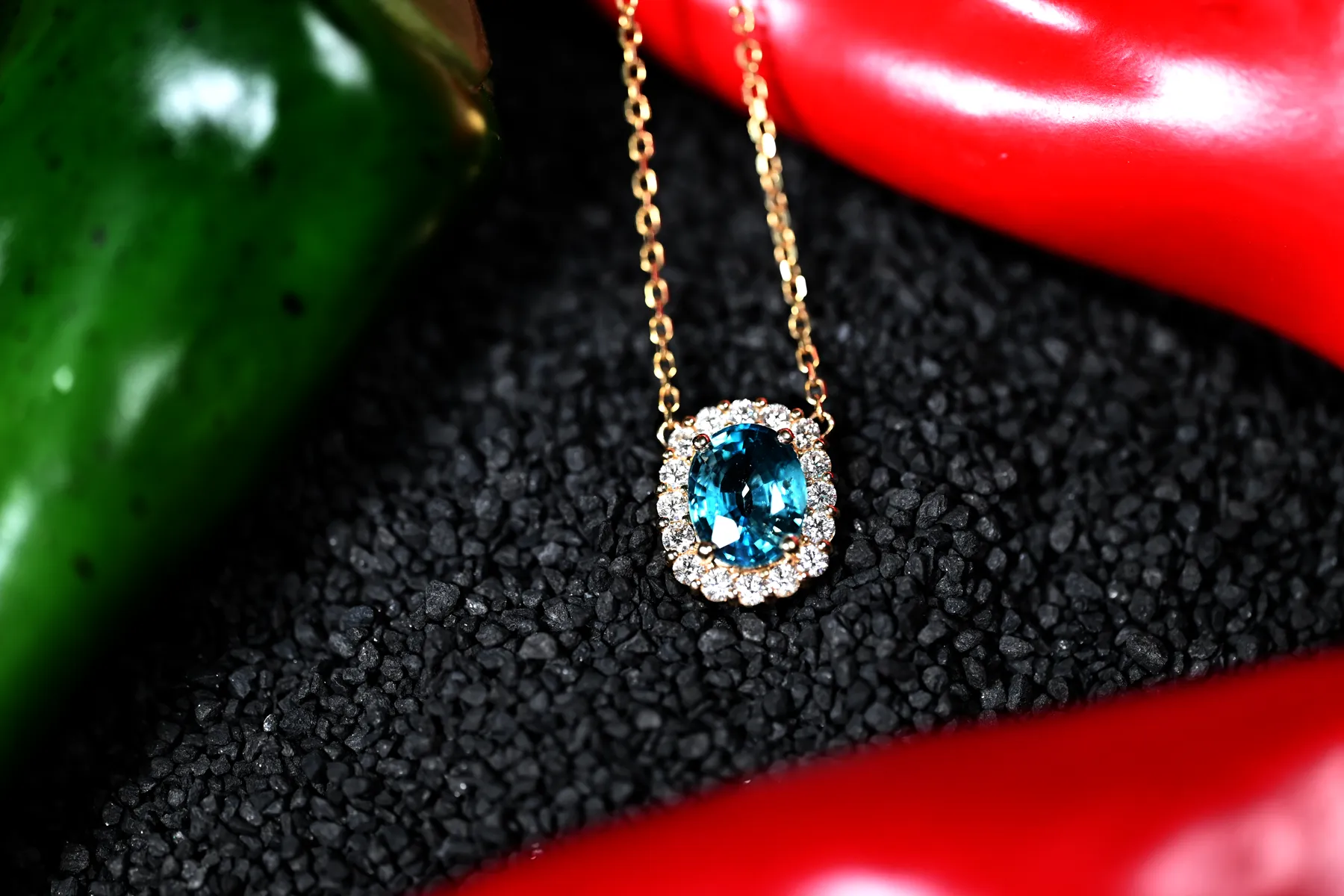 4.90CT BLUE ZIRCON CUSTOM DIAMOND PENDANT