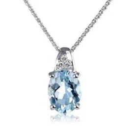 9 Carat White Gold And Aquamarine Pendant 6E22WDAQ