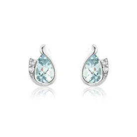 9ct White Gold Diamond and Aquamarine Earrings - MMCH038-7WDAQ