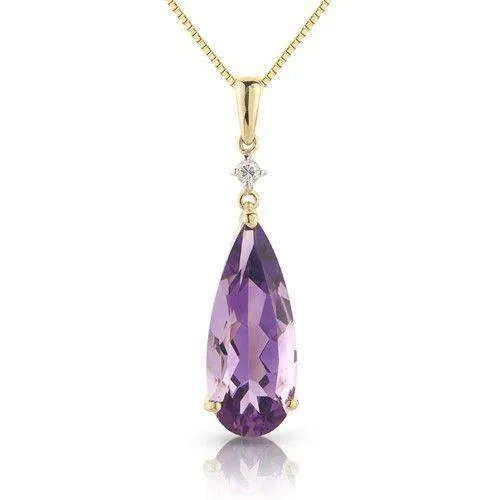 9ct Yellow Gold Diamond and Amethyst Pendant - MM6J93DAM