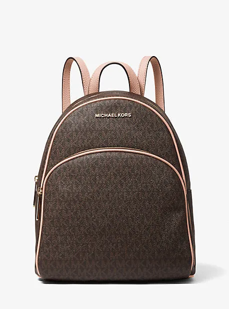 Abbey Medium Logo and Pebbled Leather Backpack