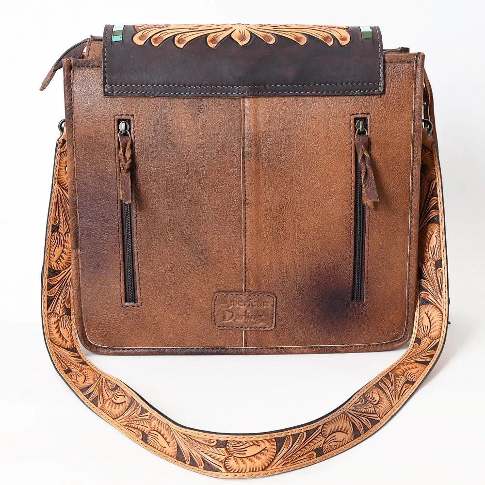 American Darling Turquoise Cactus Tooled Crossbody