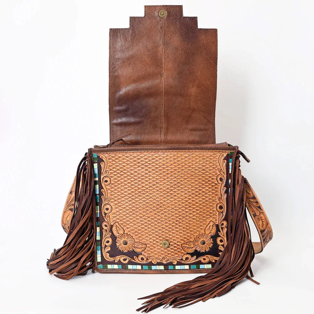 American Darling Turquoise Cactus Tooled Crossbody