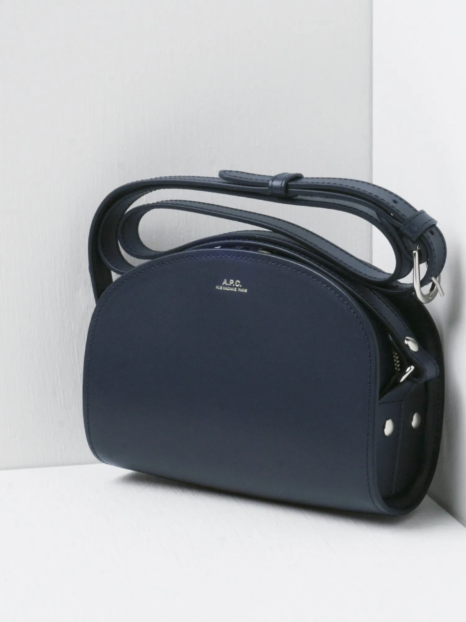 A.P.C. Women's Sac Demi Lune Mini Crossbody Bag Iak Dark Navy F61392-PXAWV