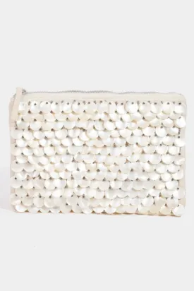 ARIEL MOTHER OF PEARL BEADED CLUTCH