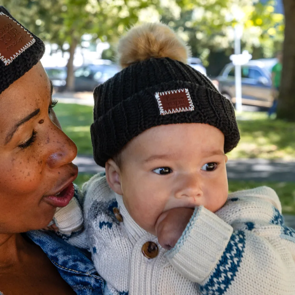 Baby Black Pom Beanie