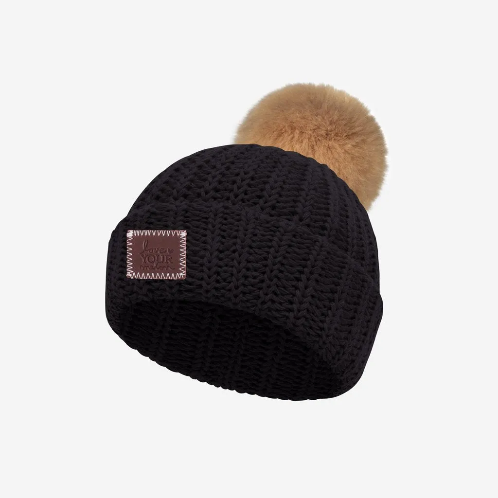 Baby Black Pom Beanie