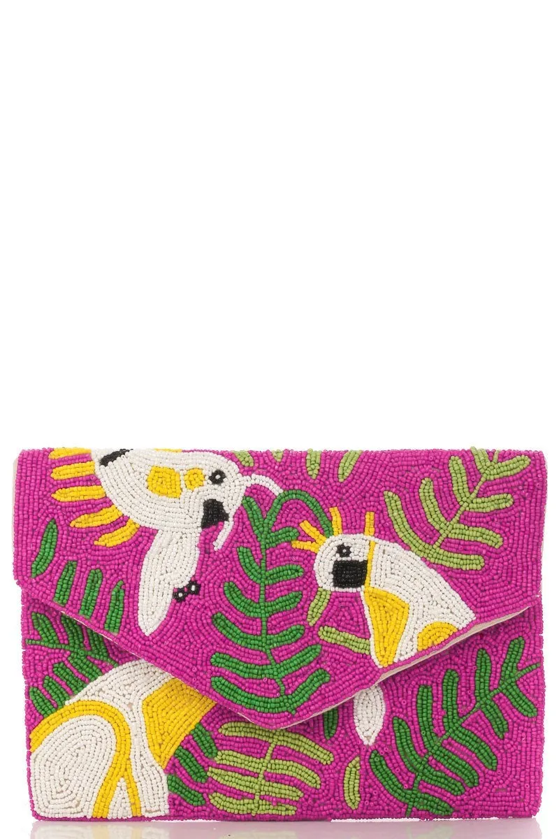 Bag006 Parrot Beaded Clutch