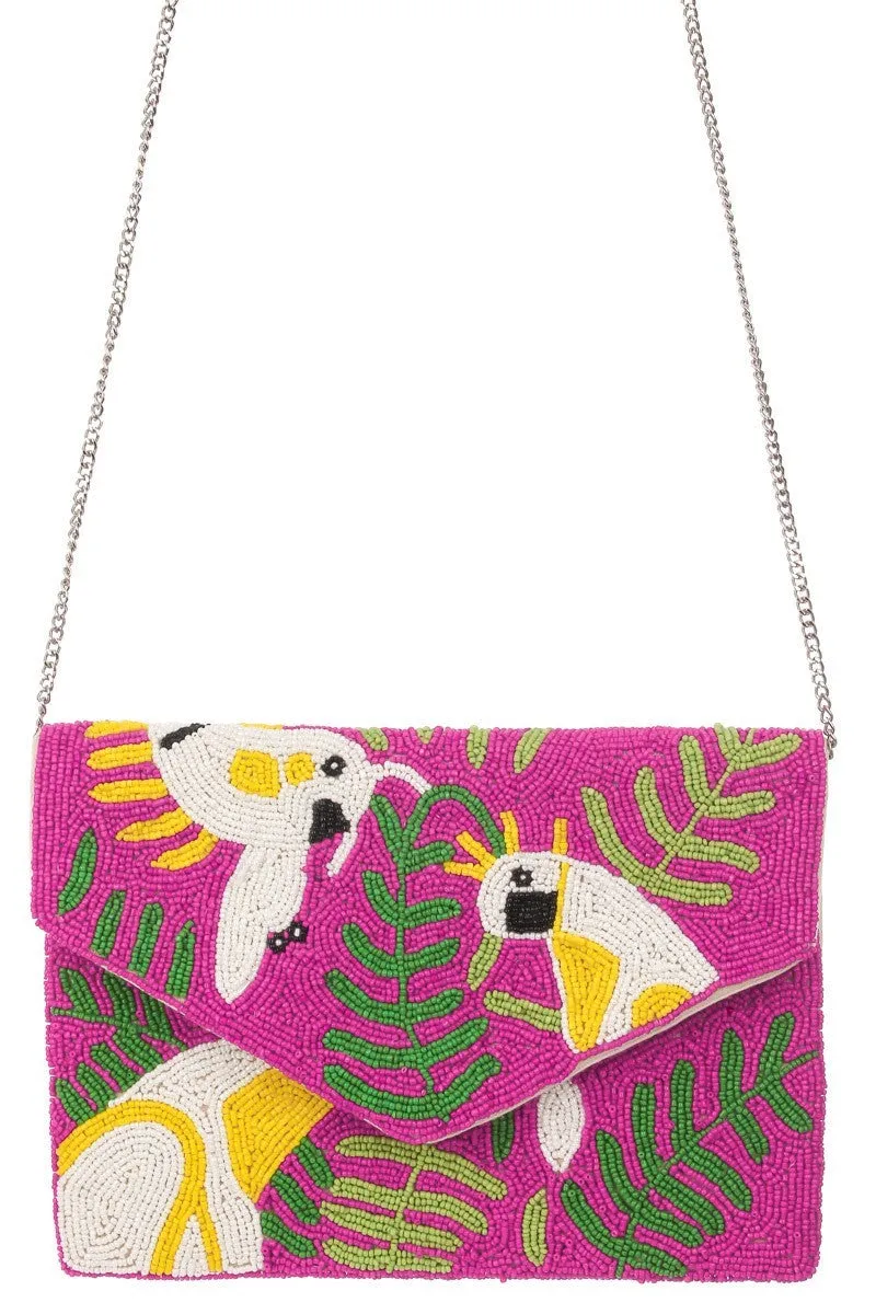 Bag006 Parrot Beaded Clutch