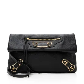 Balenciaga Agneau Metallic Edge Giant 12 Envelope Strap Clutch (SHF-18649)