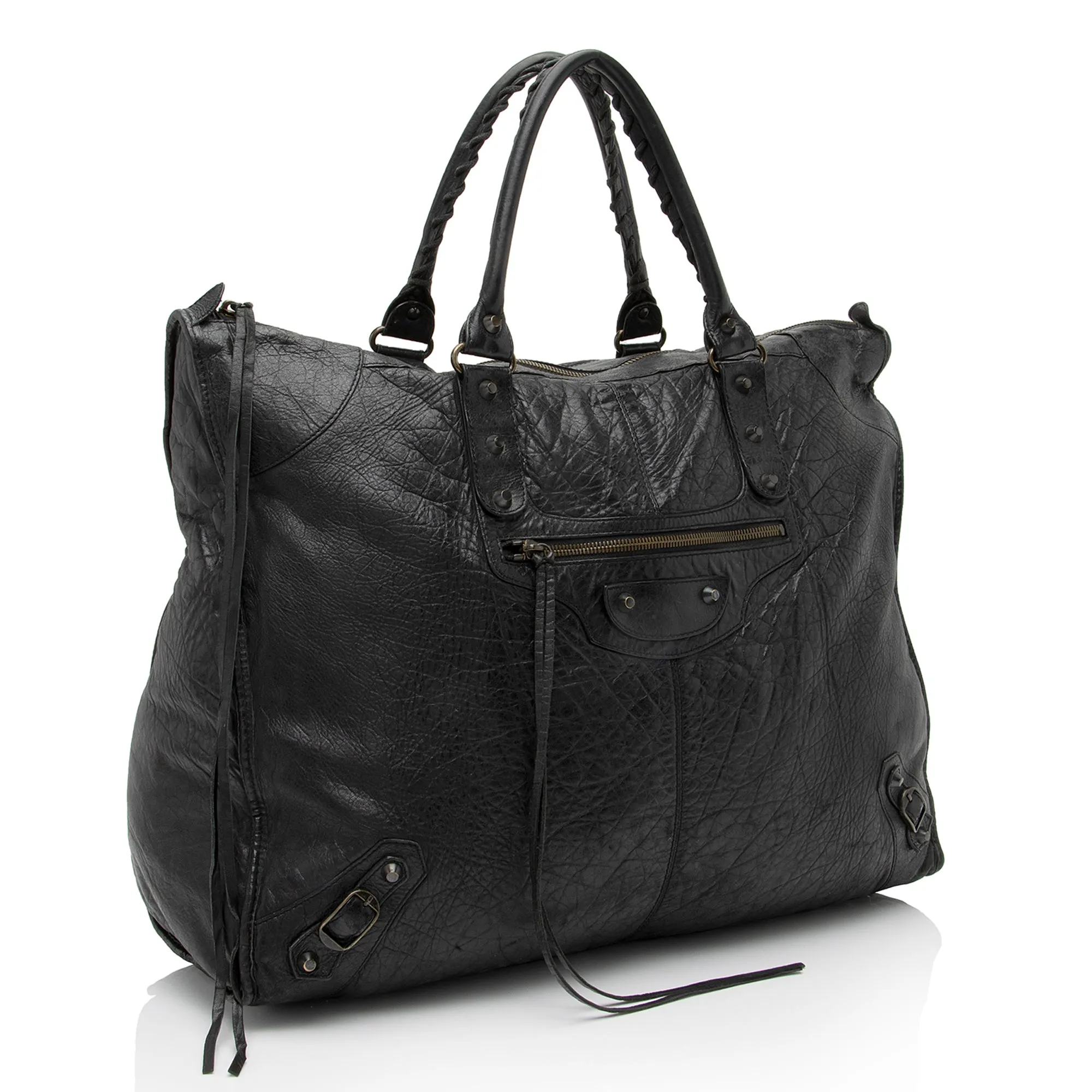 Balenciaga Agneau Motocross Classic Weekender Tote (SHF-23348)