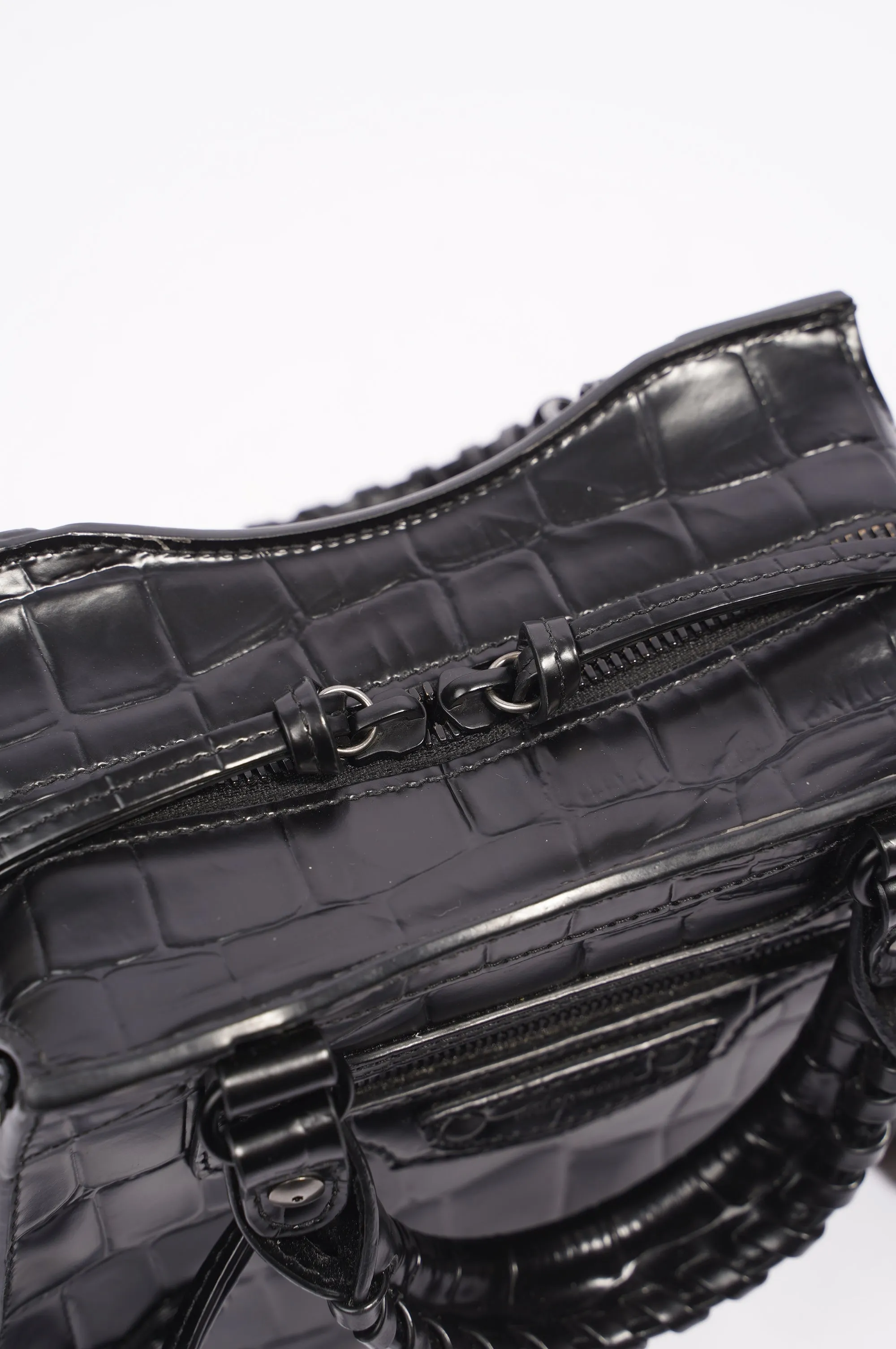 Balenciaga Balenciaga Mini Neo Classic City Croc Leather Bag Black Embossed Leather Mini