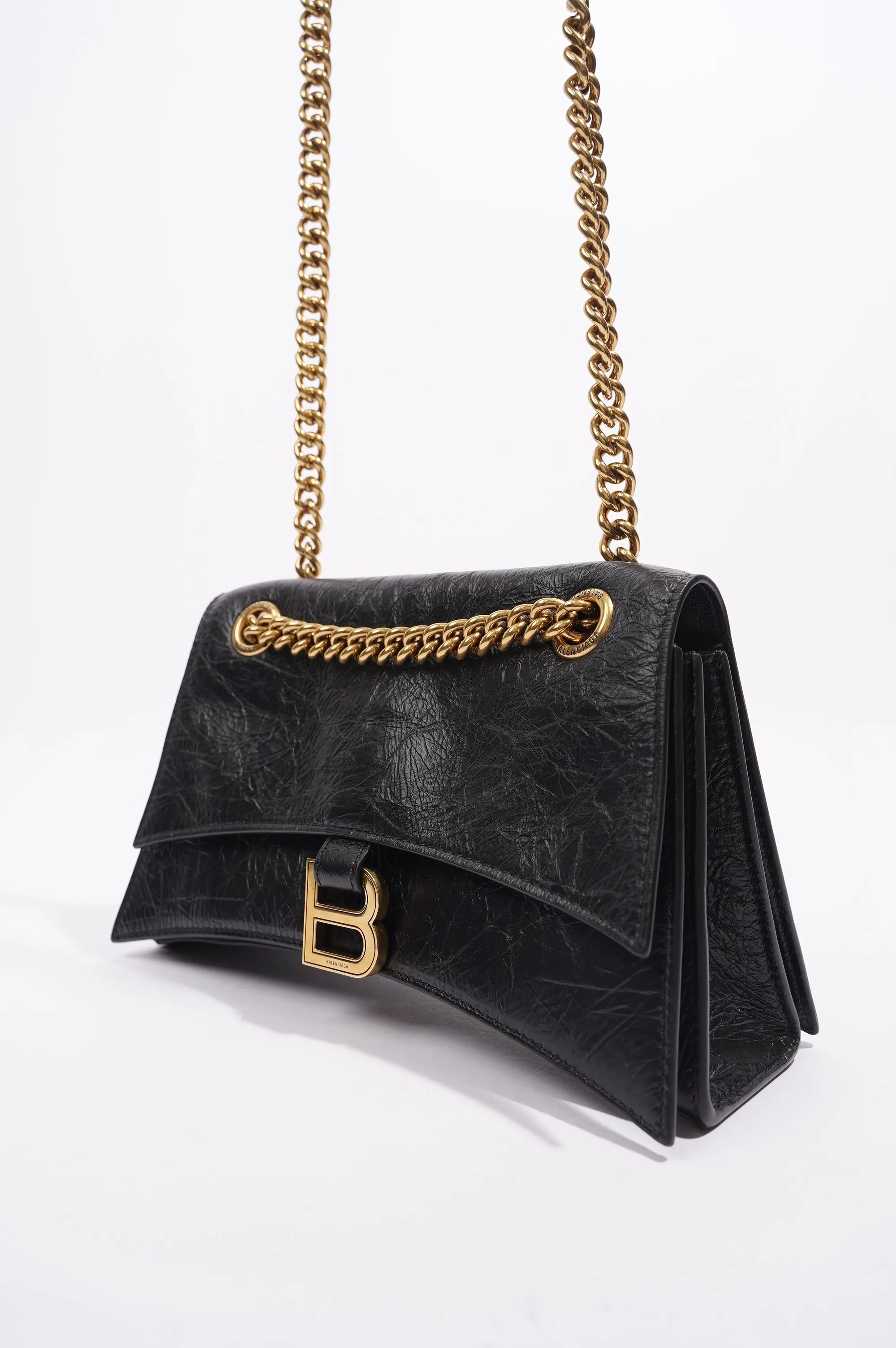 Balenciaga Crush Chain Bag Black Leather Small