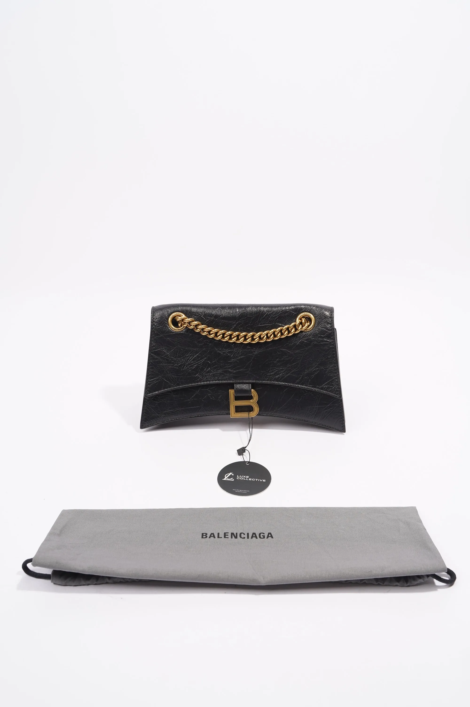 Balenciaga Crush Chain Bag Black Leather Small