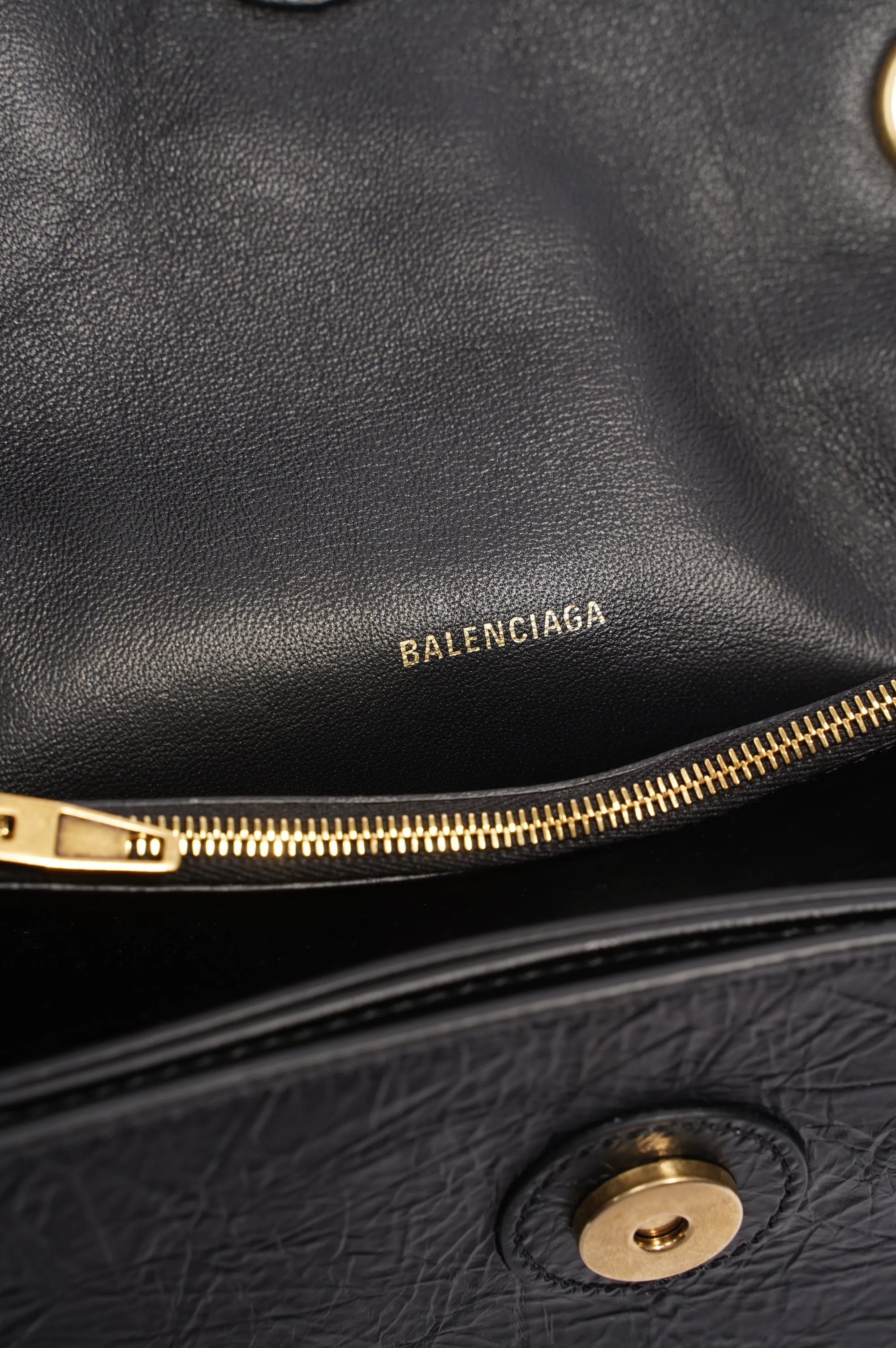 Balenciaga Crush Chain Bag Black Leather Small