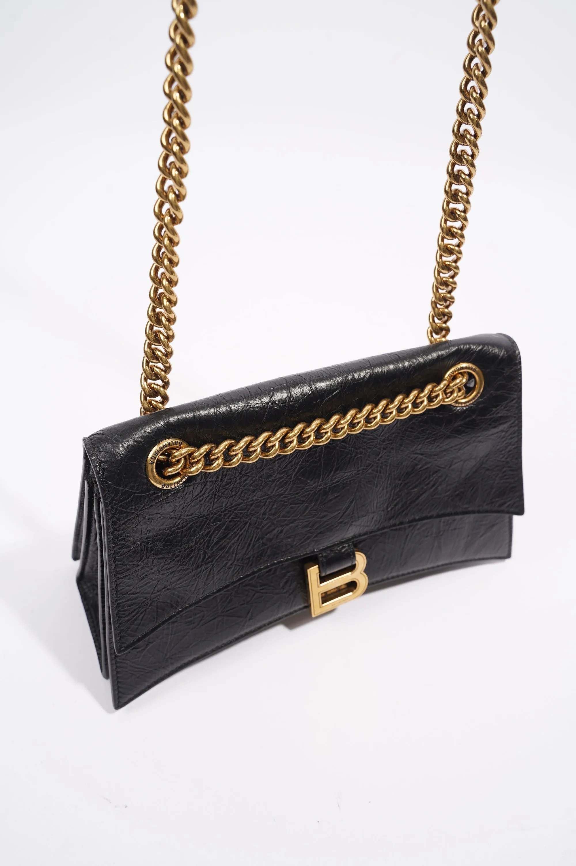 Balenciaga Crush Chain Bag Black Leather Small