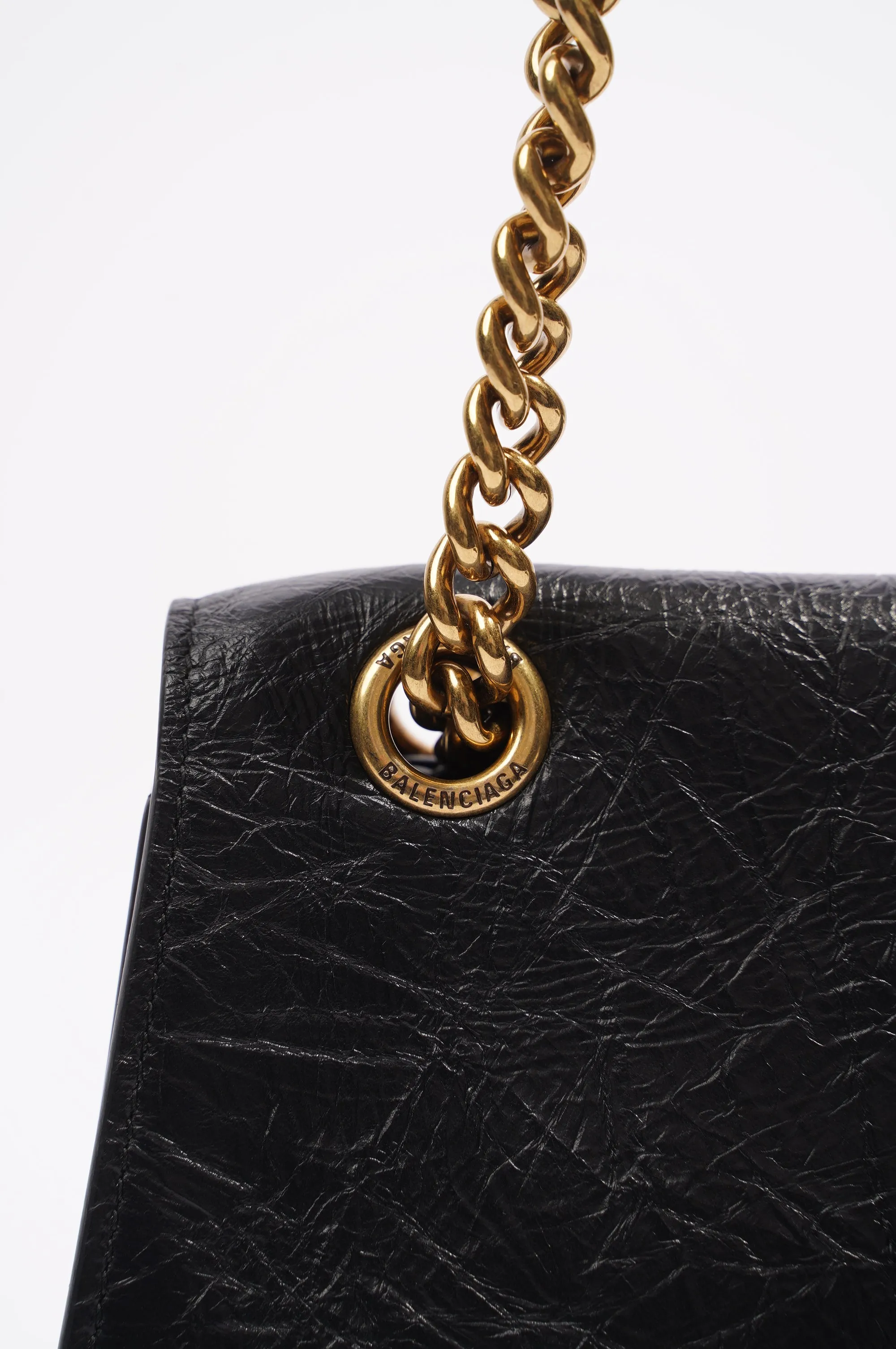 Balenciaga Crush Chain Bag Black Leather Small