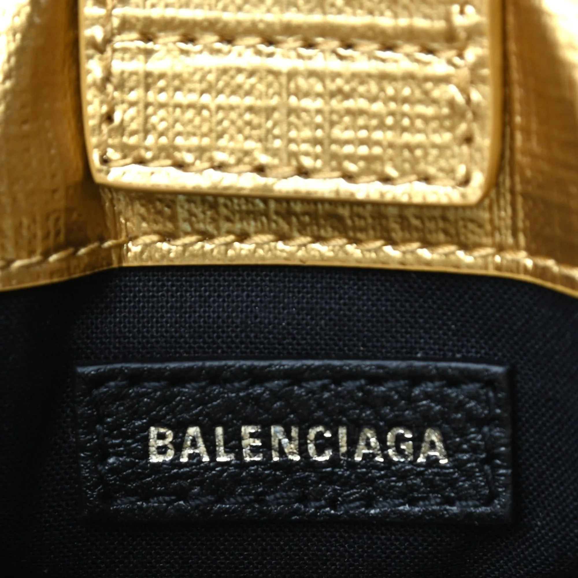 Balenciaga Gold Calfskin Leather Shopper Cross Body Bag