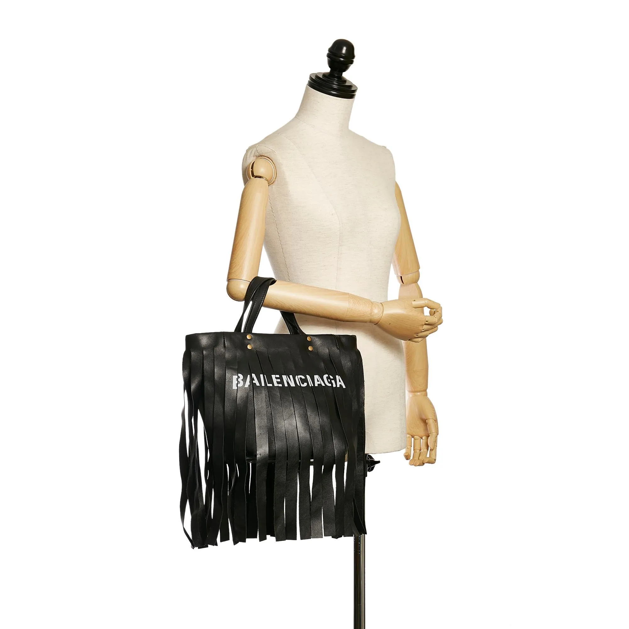 Balenciaga Laundry Cabas Fringe Leather Tote Bag (SHG-33746)