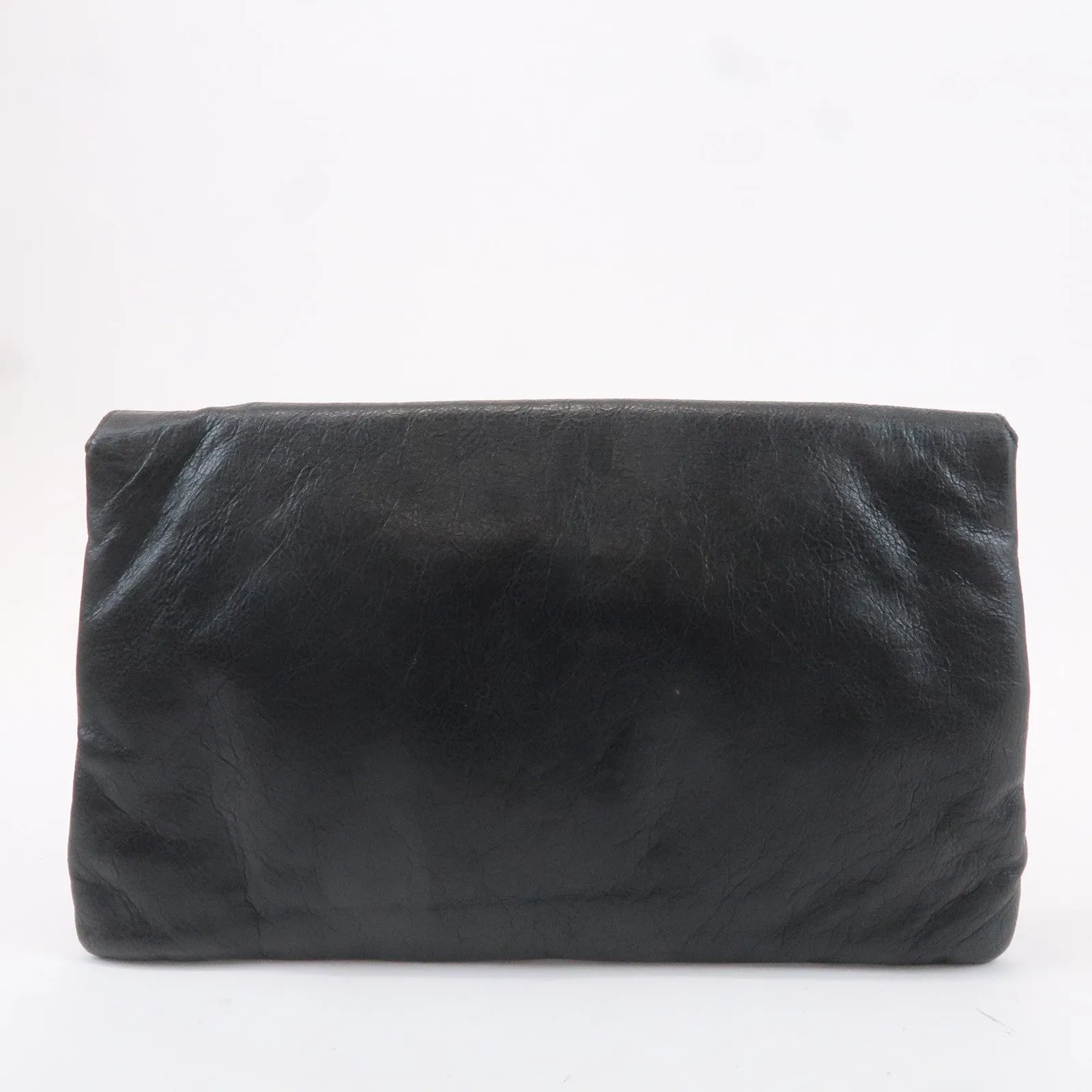 BALENCIAGA Leather Classic Envelope Clutch Bag Black 224915