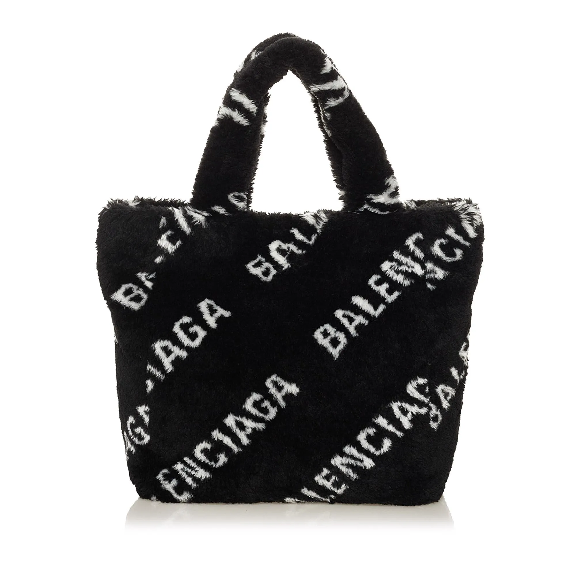 Balenciaga Logo Faux Fur Everyday XS Tote (SHG-37300)