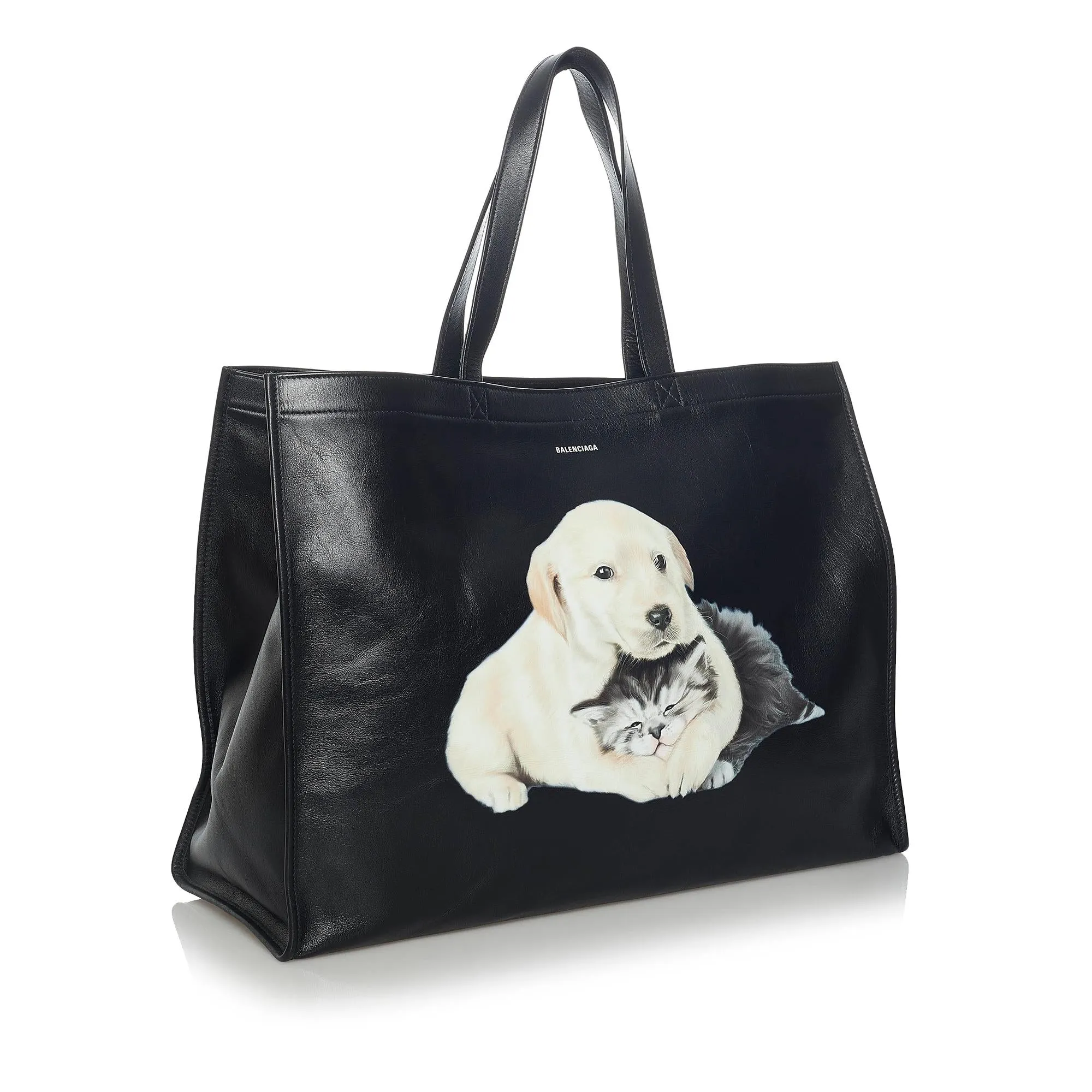 Balenciaga Medium Puppy and Kitten Leather Tote Bag (SHG-35044)