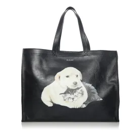 Balenciaga Medium Puppy and Kitten Leather Tote Bag (SHG-35044)