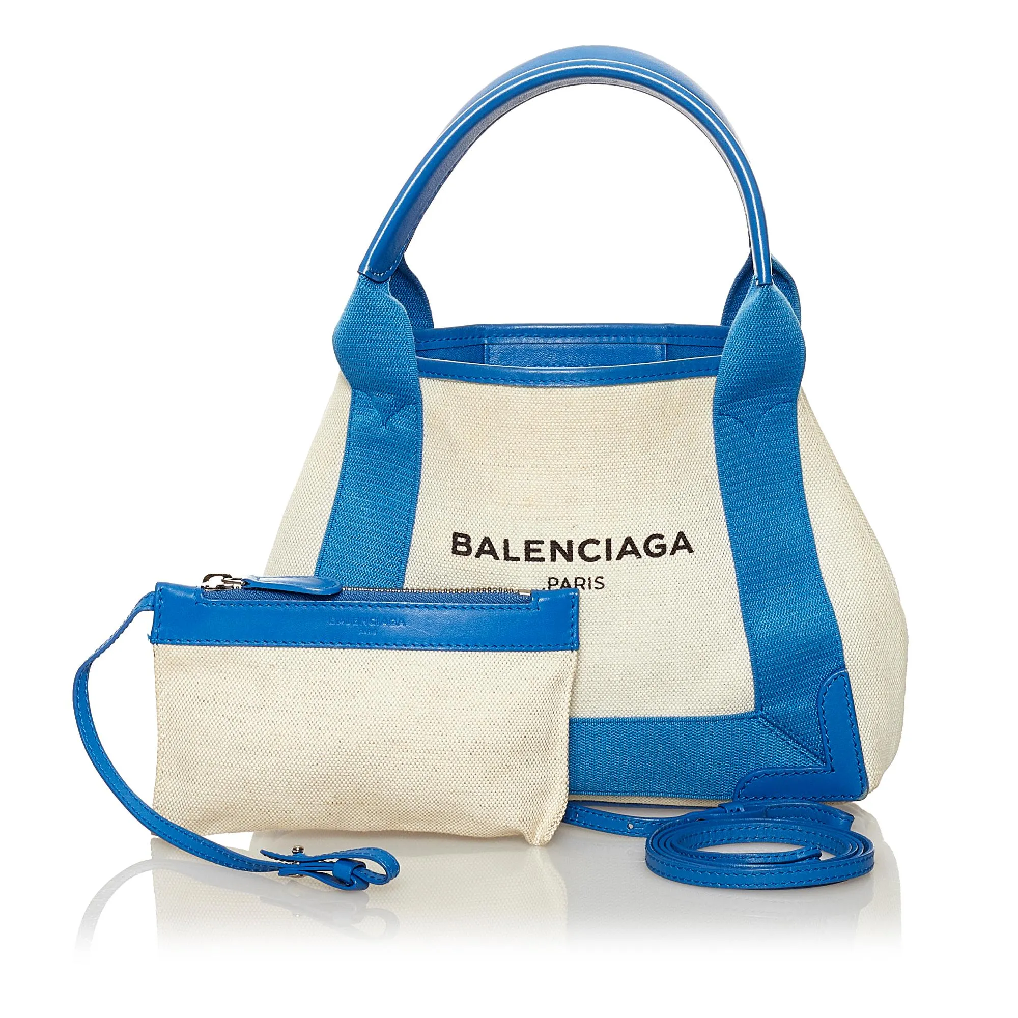 Balenciaga Navy Cabas XS Canvas Satchel (SHG-33098)