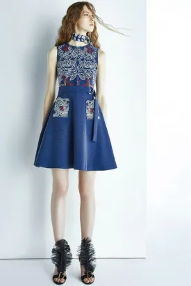 Bird and Pomegranate Dress with Cut Out