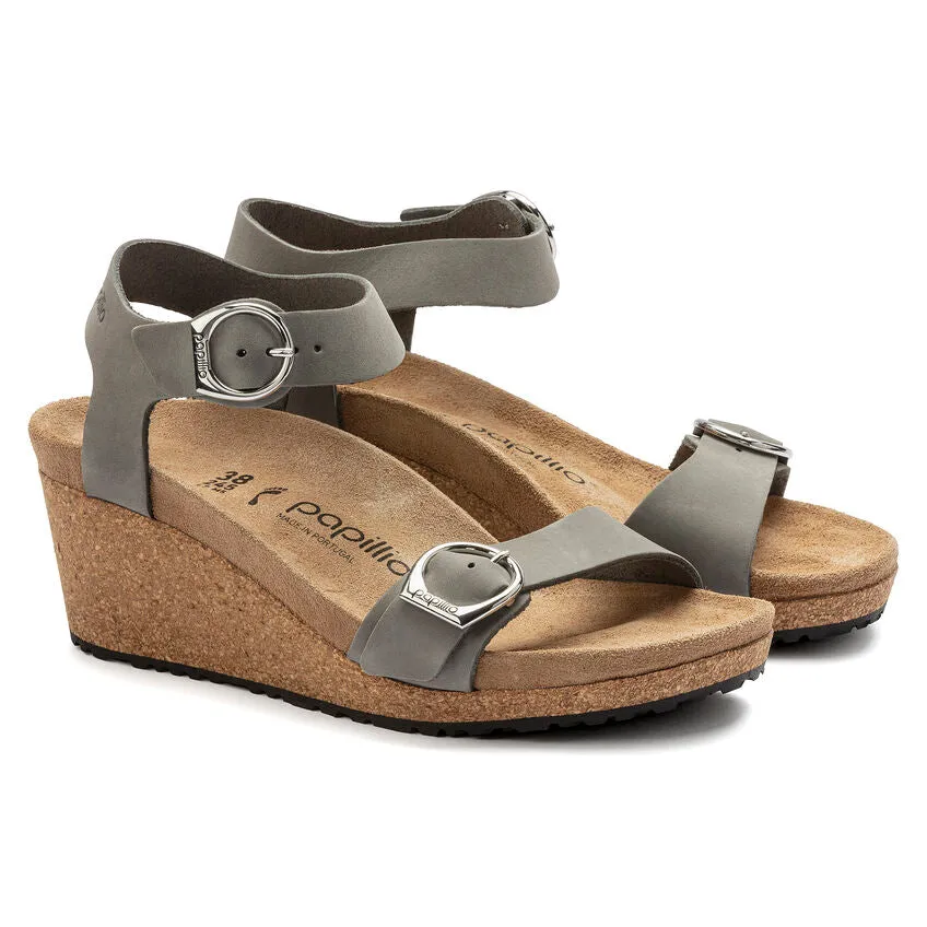 Birkenstock Papillio Soley Dove Gray Nubuck Leather Wedge Women's