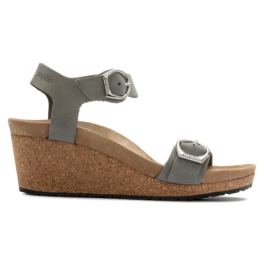 Birkenstock Papillio Soley Dove Gray Nubuck Leather Wedge Women's