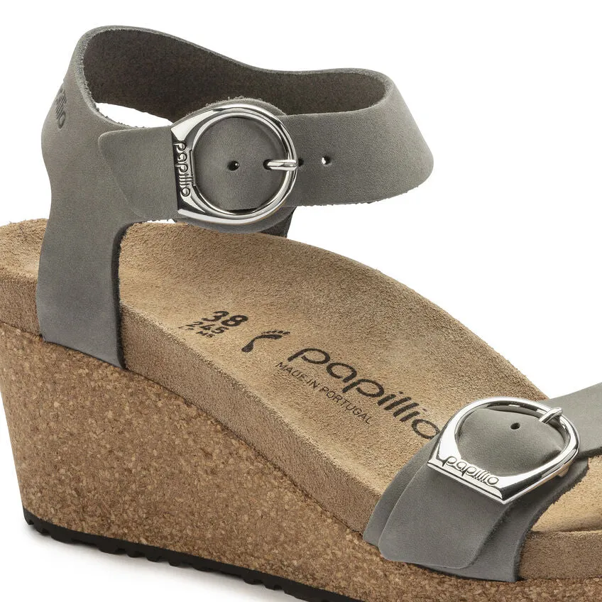 Birkenstock Papillio Soley Dove Gray Nubuck Leather Wedge Women's