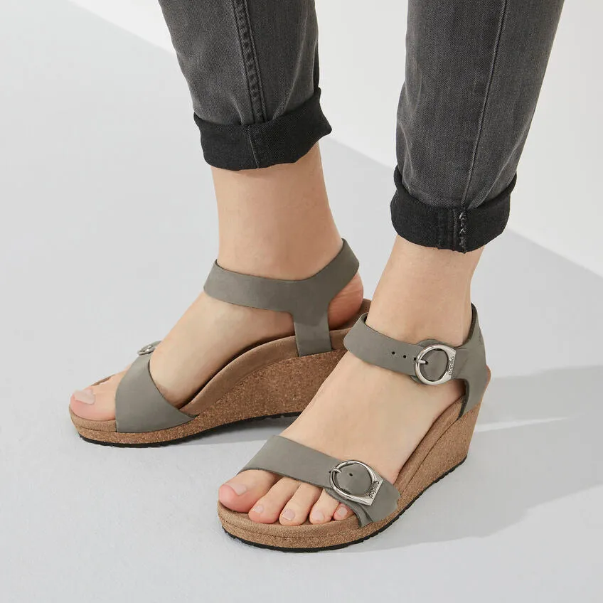 Birkenstock Papillio Soley Dove Gray Nubuck Leather Wedge Women's