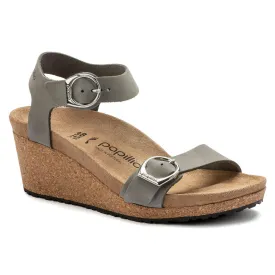 Birkenstock Papillio Soley Dove Gray Nubuck Leather Wedge Women's