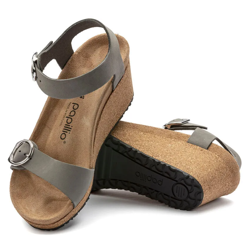 Birkenstock Papillio Soley Dove Gray Nubuck Leather Wedge Women's