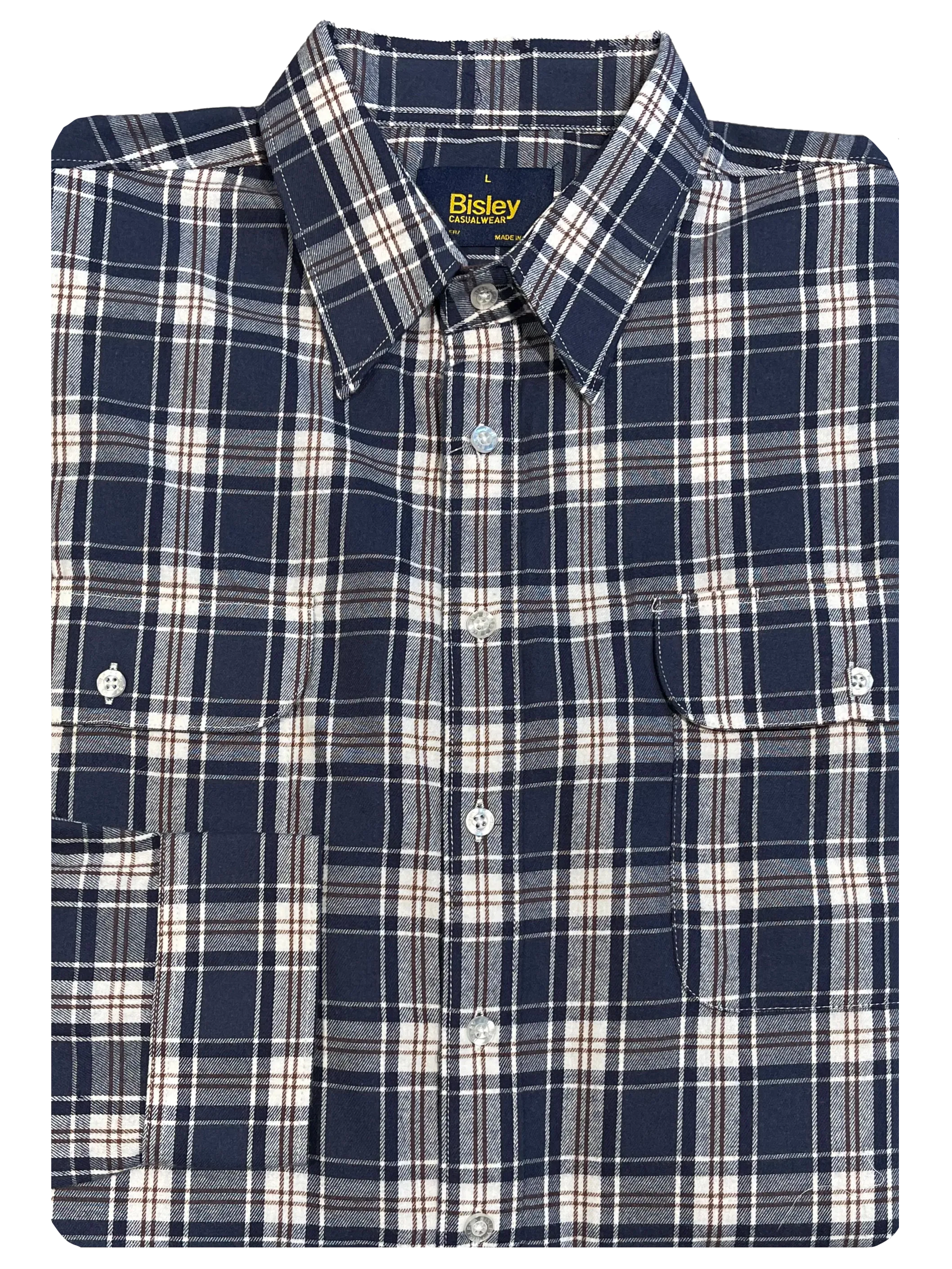 Bisley LS Brushed Cotton Medium Check Shirt