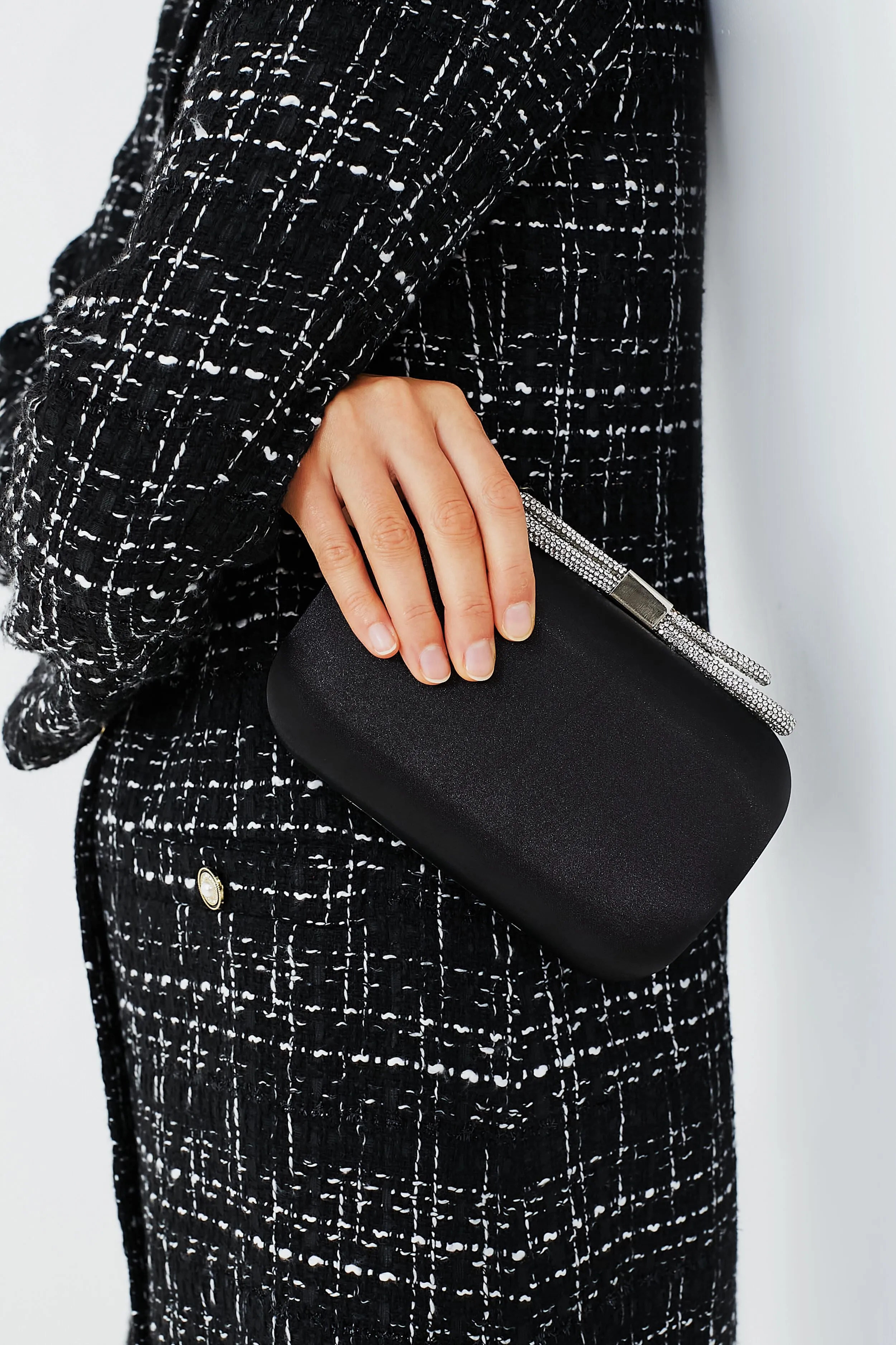 Black Ada Crystal Bow Clutch