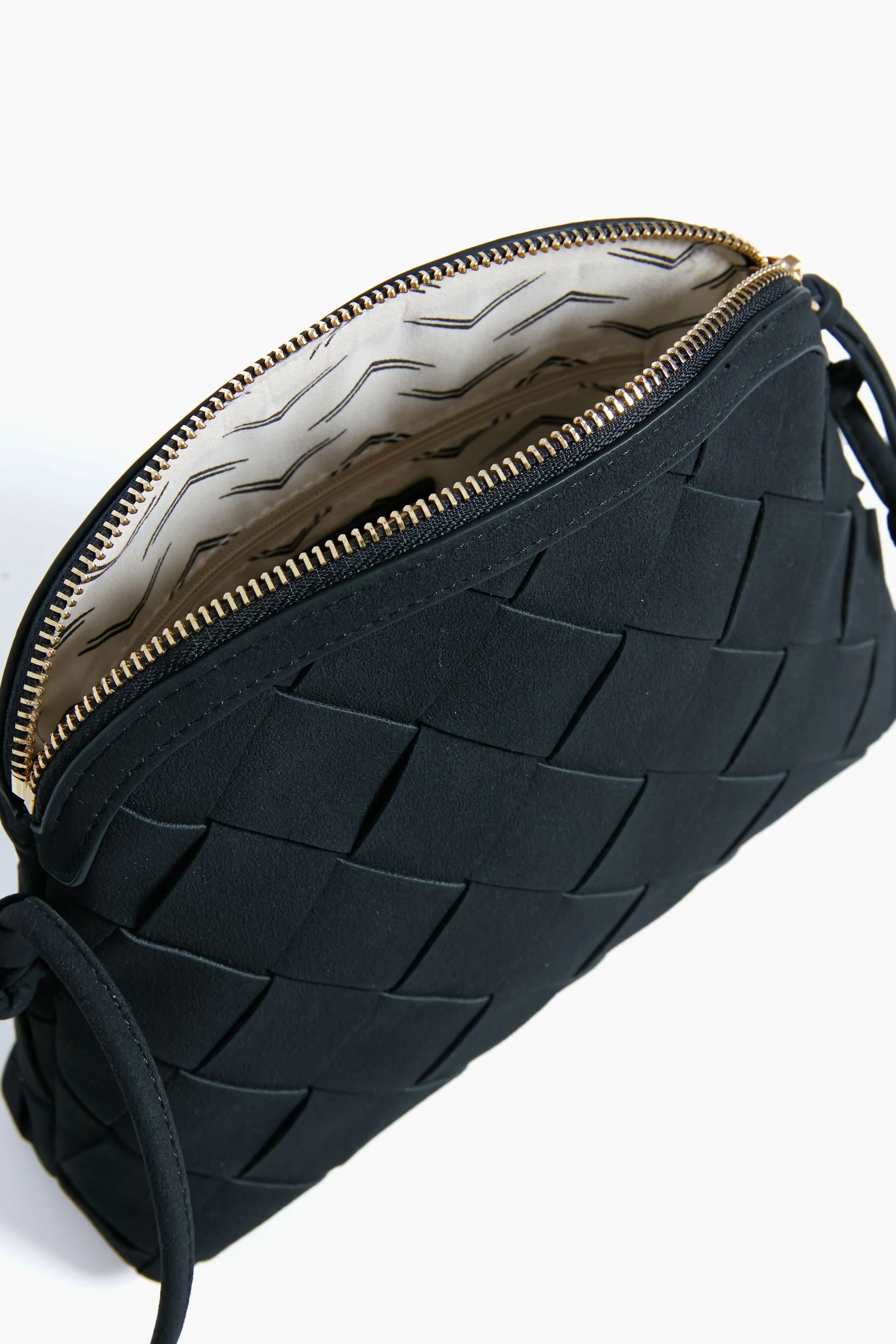 Black Calista Woven Crossbody